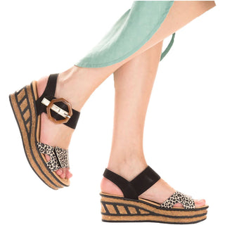 Rieker - Women's Faux Leather Wedge Sandals