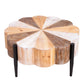 Rustic Manufactured Wood Flower-Shaped Coffee Table with Metal Legs