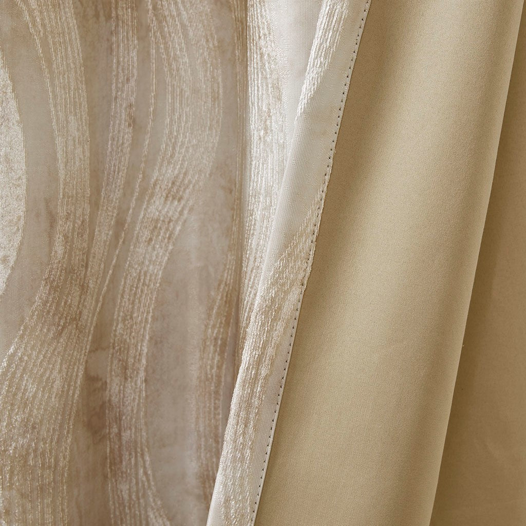 Printed Jacquard Grommet Top Total Blackout Curtain Panel