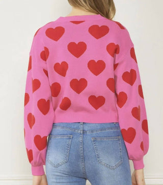 Entro - Heart Knit Button Cardigan