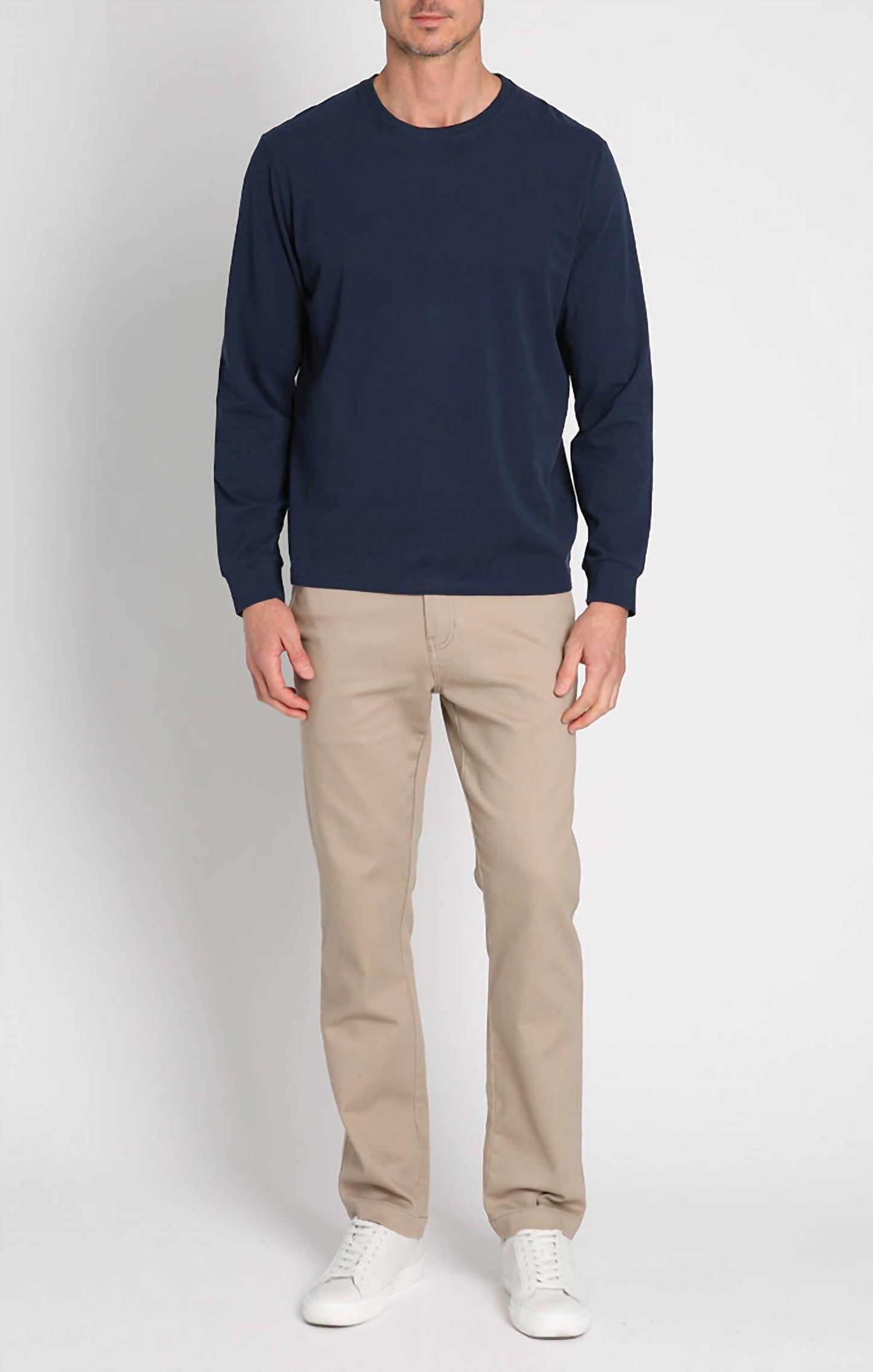 Jachs New York - Bryant Long Sleeve Sueded Cotton Crewneck Shirt