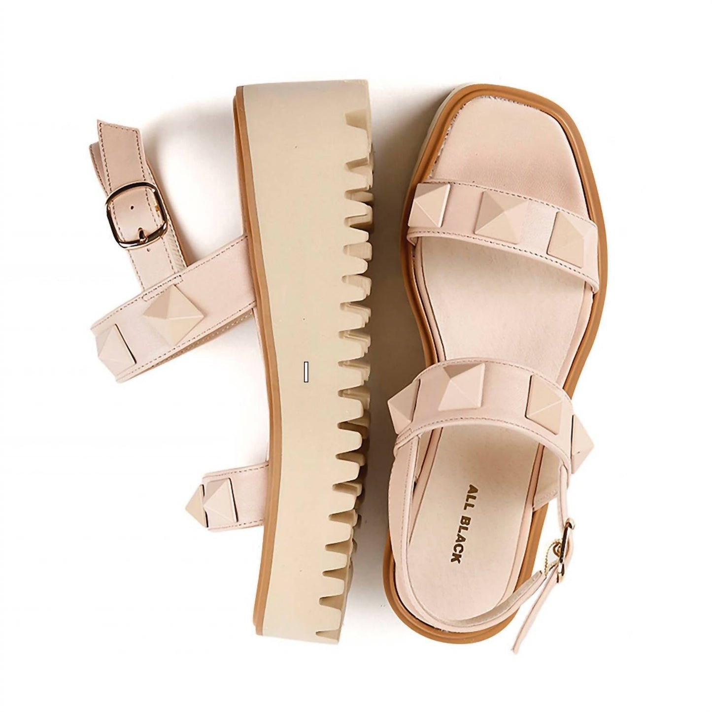 All Black - Women's Pyramid Stud Flatform Sandal