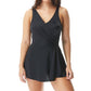 Roxanne - D-cup Chlorine Resistant V-neck Shirred One Piece Swimdress