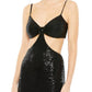 Ieena For Mac Duggal - Cutout Waist Sequin Midi Dress