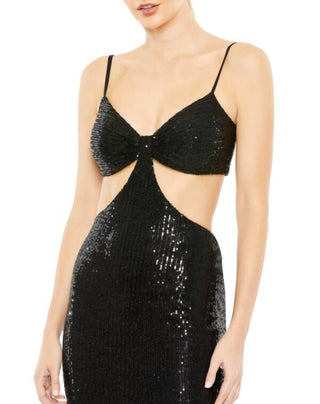 Ieena For Mac Duggal - Cutout Waist Sequin Midi Dress