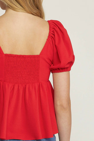 Entro - Bubble Sleeve Babydoll Top