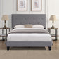 Queen Size Upholstered Platform Bed Frame With Button Tufted Linen Headboard