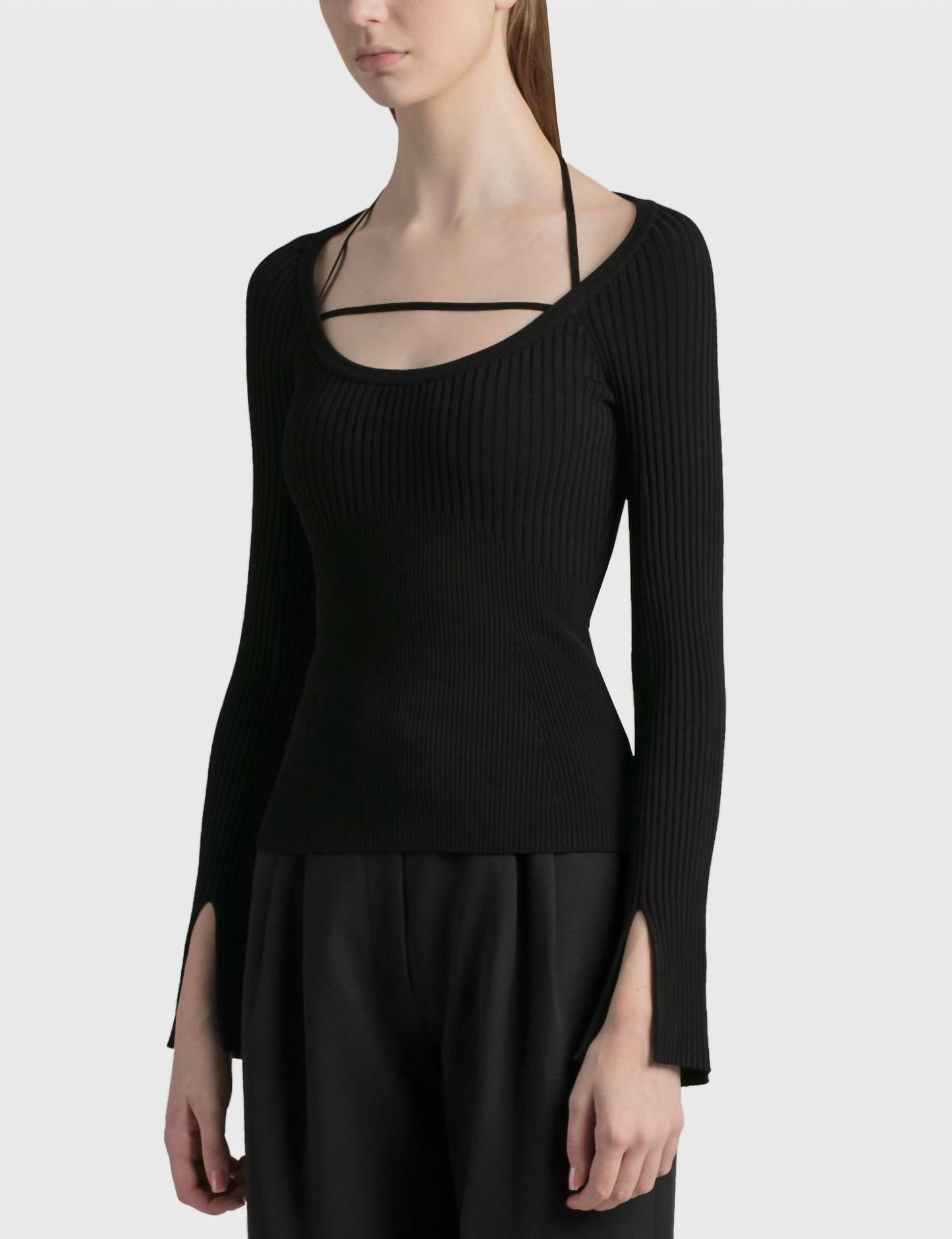 Simkhai - Minka Compact Rib Long Sleeve Halter Top