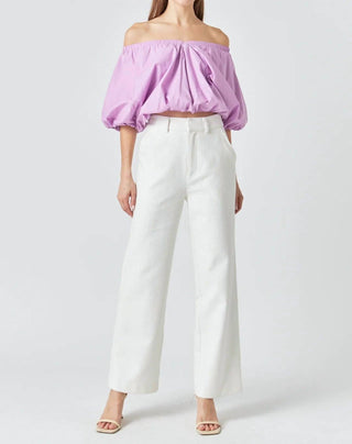 Endless Rose - Cropped V-neck Puff Sleeve Top