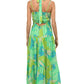 Fate - Tropical Leaf Key Hole Maxi Dress