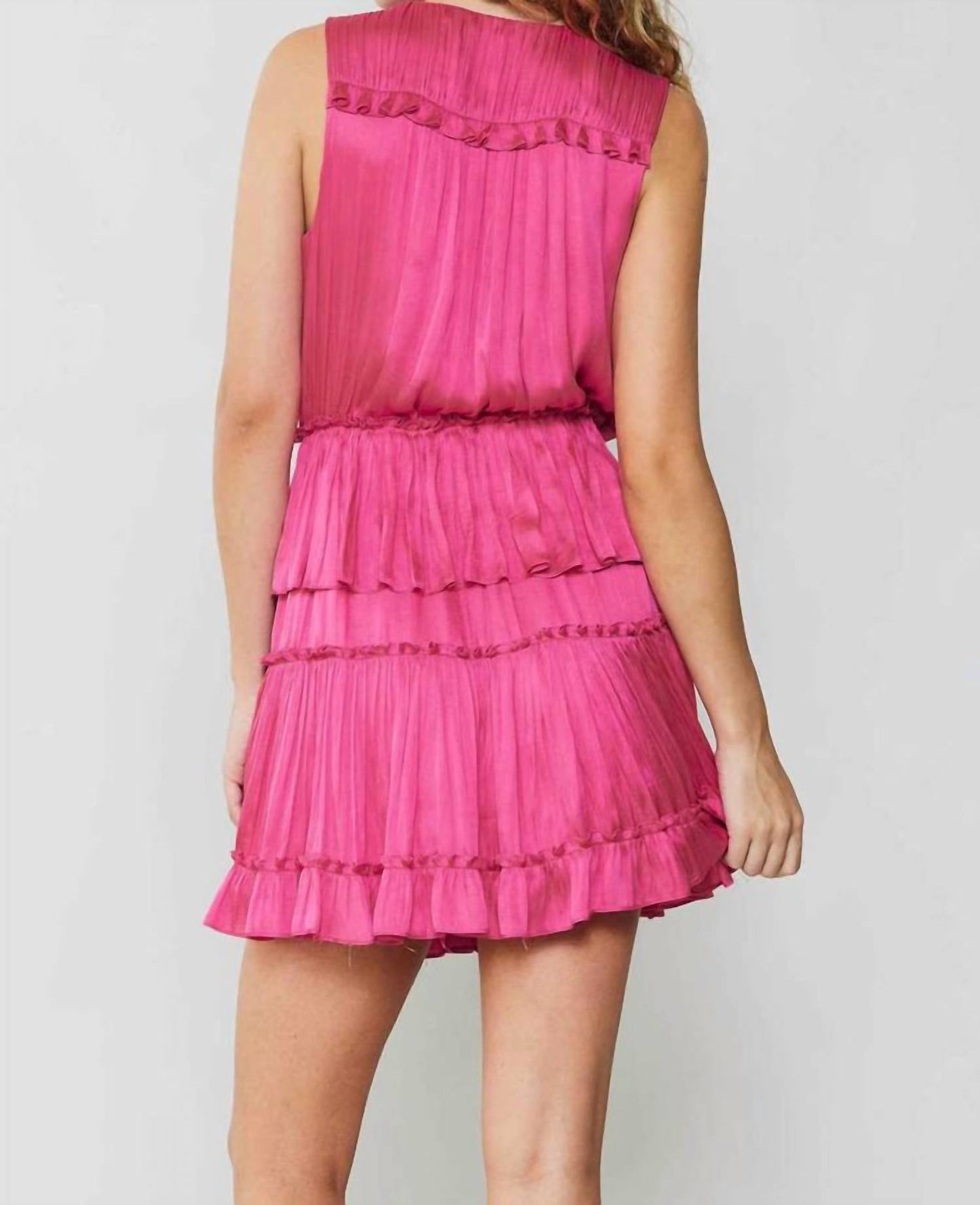 Current Air - V-Neck Ruffled Mini Dress