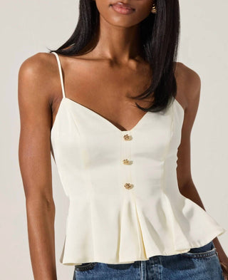 Astr - Paislee Satin Pleated Peplum Top