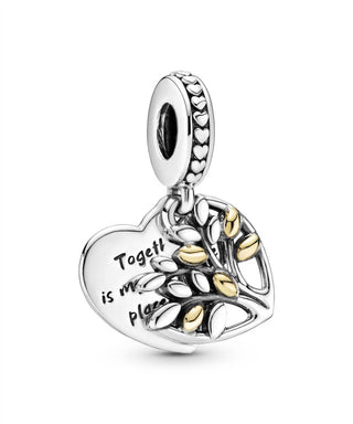 Pandora - Women's Two-tone Heart Family Tree Charm