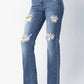 Judy Blue - Destroyed Straight Mid Rise Jeans