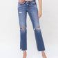 Flying Monkey - Low Rise Raw Slit Hem Straight Jeans