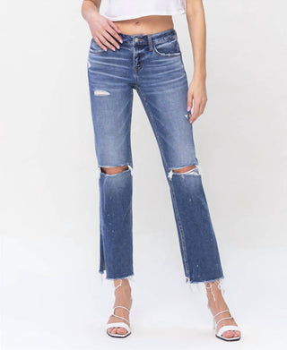 Flying Monkey - Low Rise Raw Slit Hem Straight Jeans