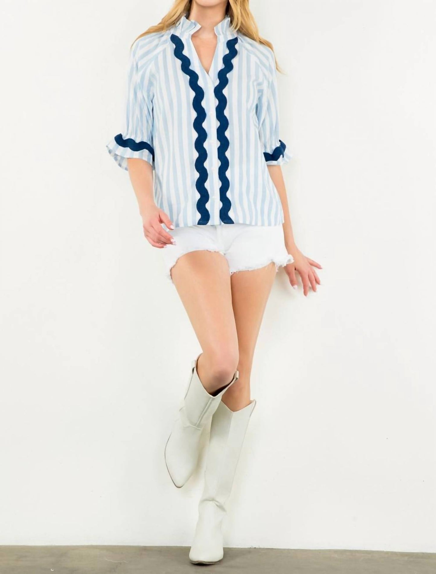 Thml - Nautical Ric-rac Striped Top