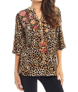 Adore - Velvet Floral Embroidered Blouse