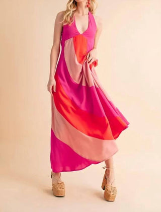 Trendsi - Aemi+Co Color Block Sleeveless Maxi Dress