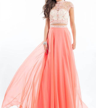 Rachel Allan - Two-piece Embellished Chiffon Gown
