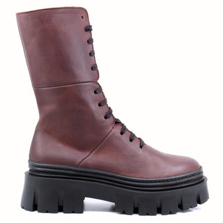 Lofina - Chunky Leather Lace Up Boots