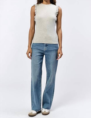 Dear John Denim - Ribbed Stretchy Top With Ruffle Sleeves