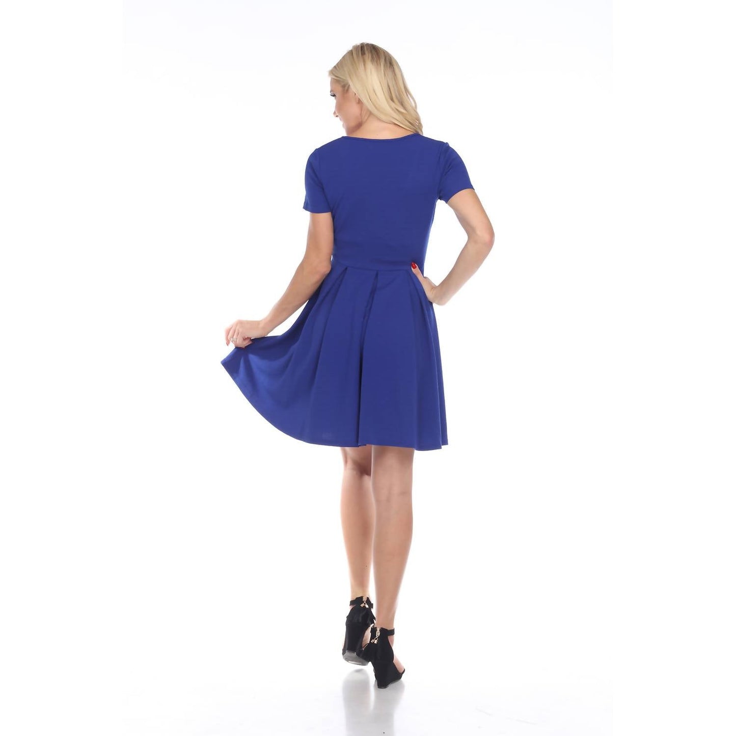 White Mark - Meghan Short Sleeve Fit & Flare Dress