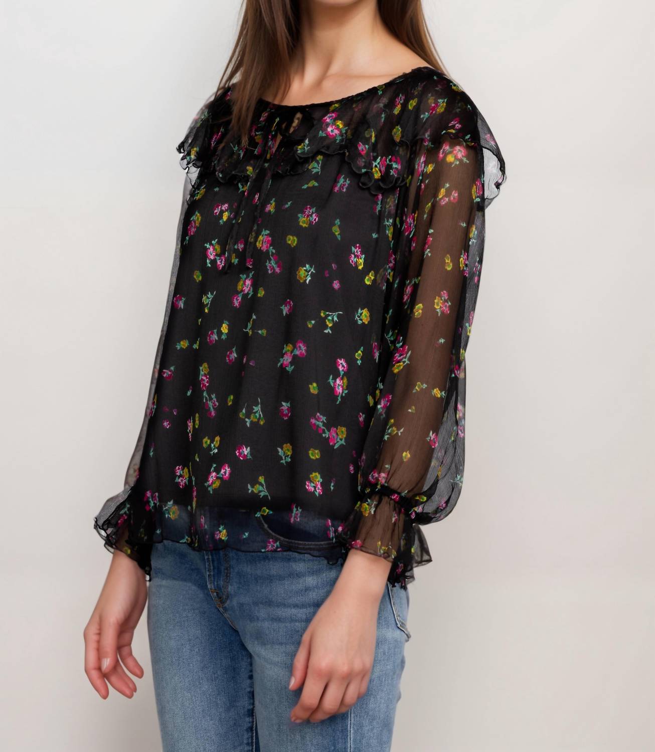 Johnny Was - Jade Love Fernanda Peasant Silk Floral Blouse