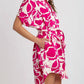 Umgee - Abstract Floral Print Button Down Dress