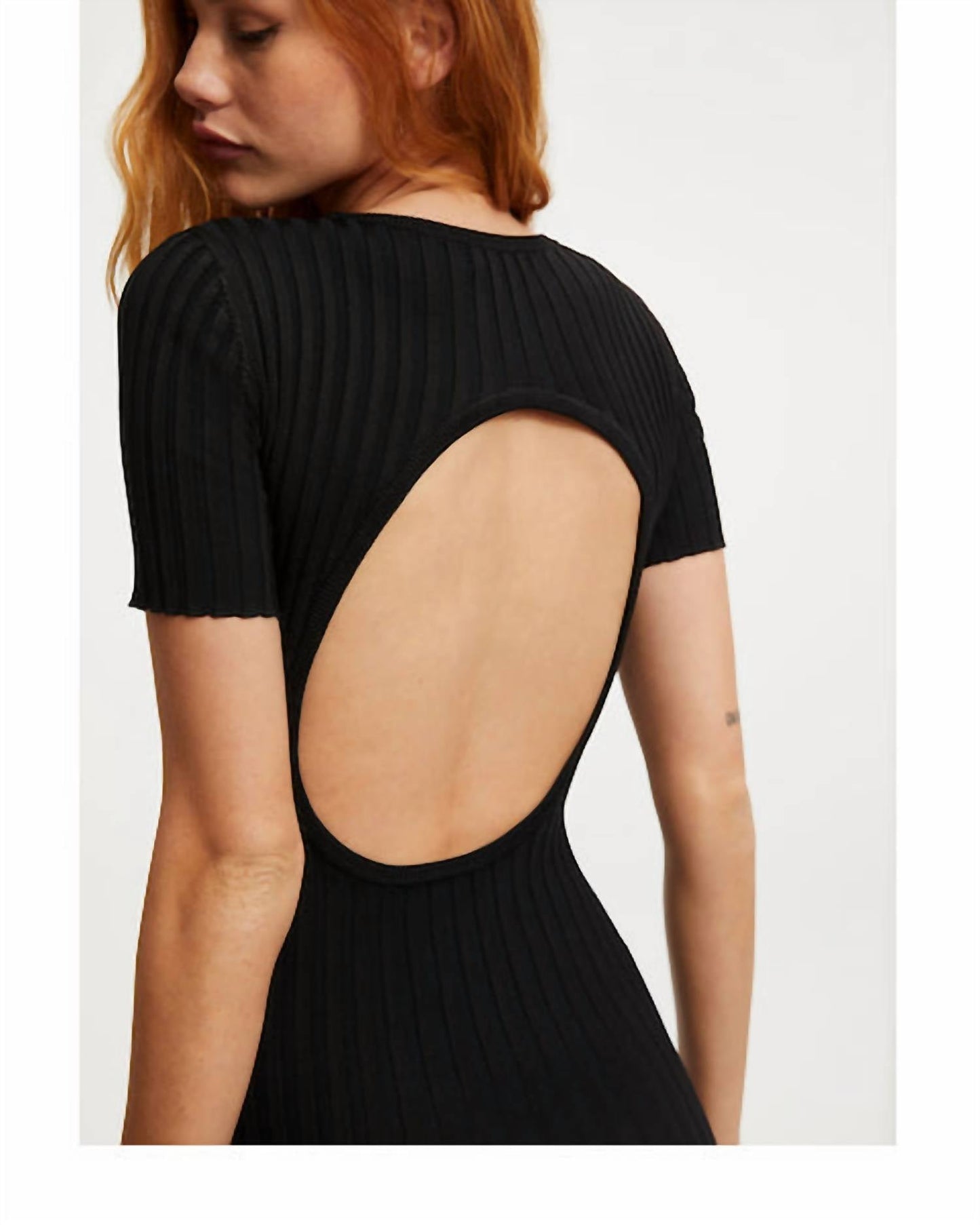 Good American - Rib Open Back Mini Dress
