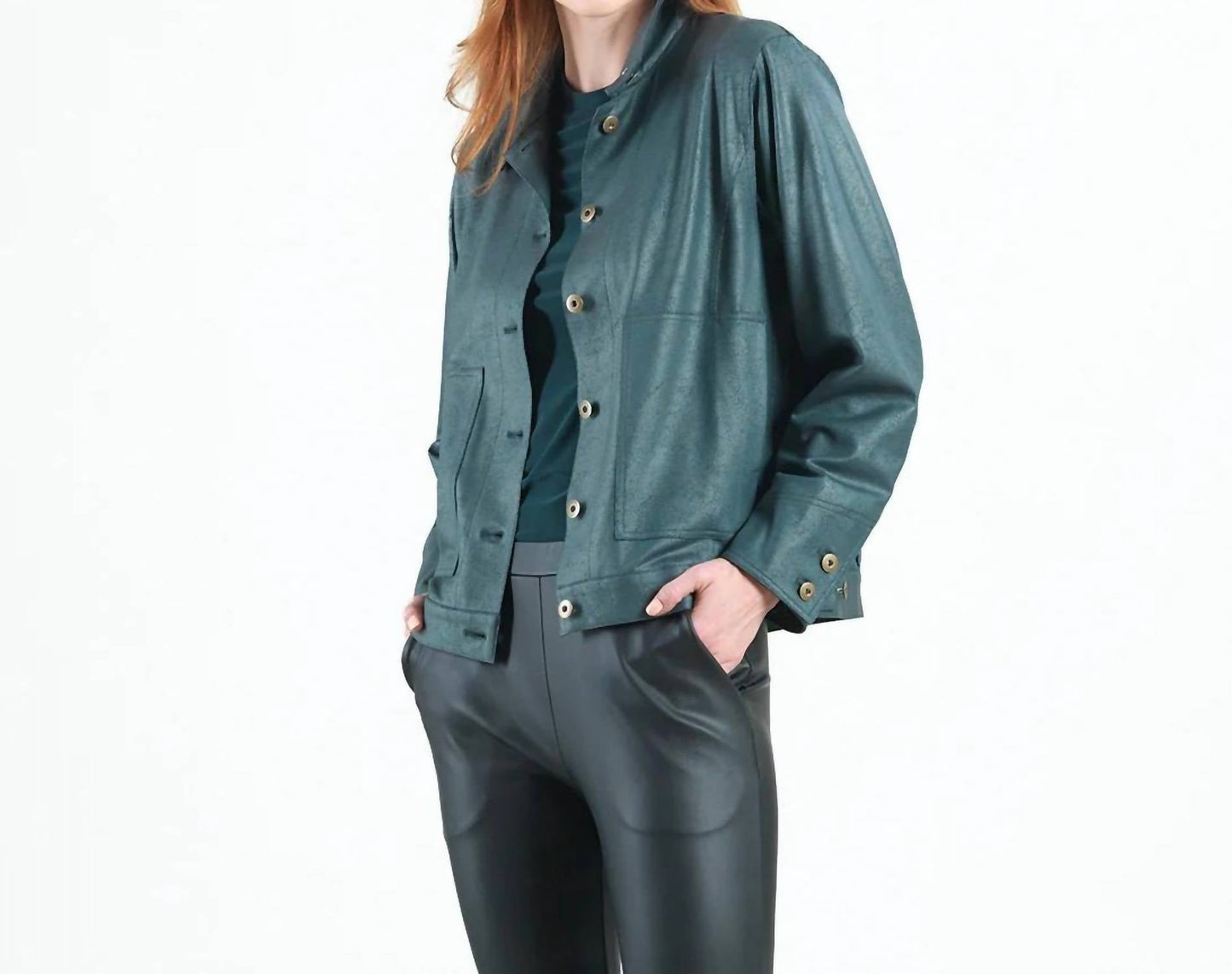Clara Sunwoo - Liquid Leathe Button Closure Pocket Jacket