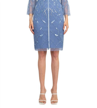 Adrianna Papell - Boat Neck Mesh Dress