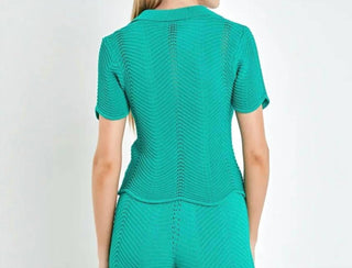 English Factory - Scallop Detail Crochet Knit Top