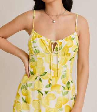 Le Lis - Lemon Shirred Neck Low Waist Mini Dress