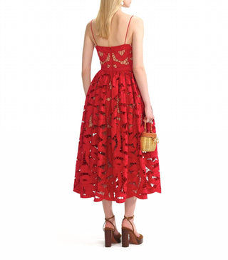 Self-Portrait - Bow Embroidered Midi Dress