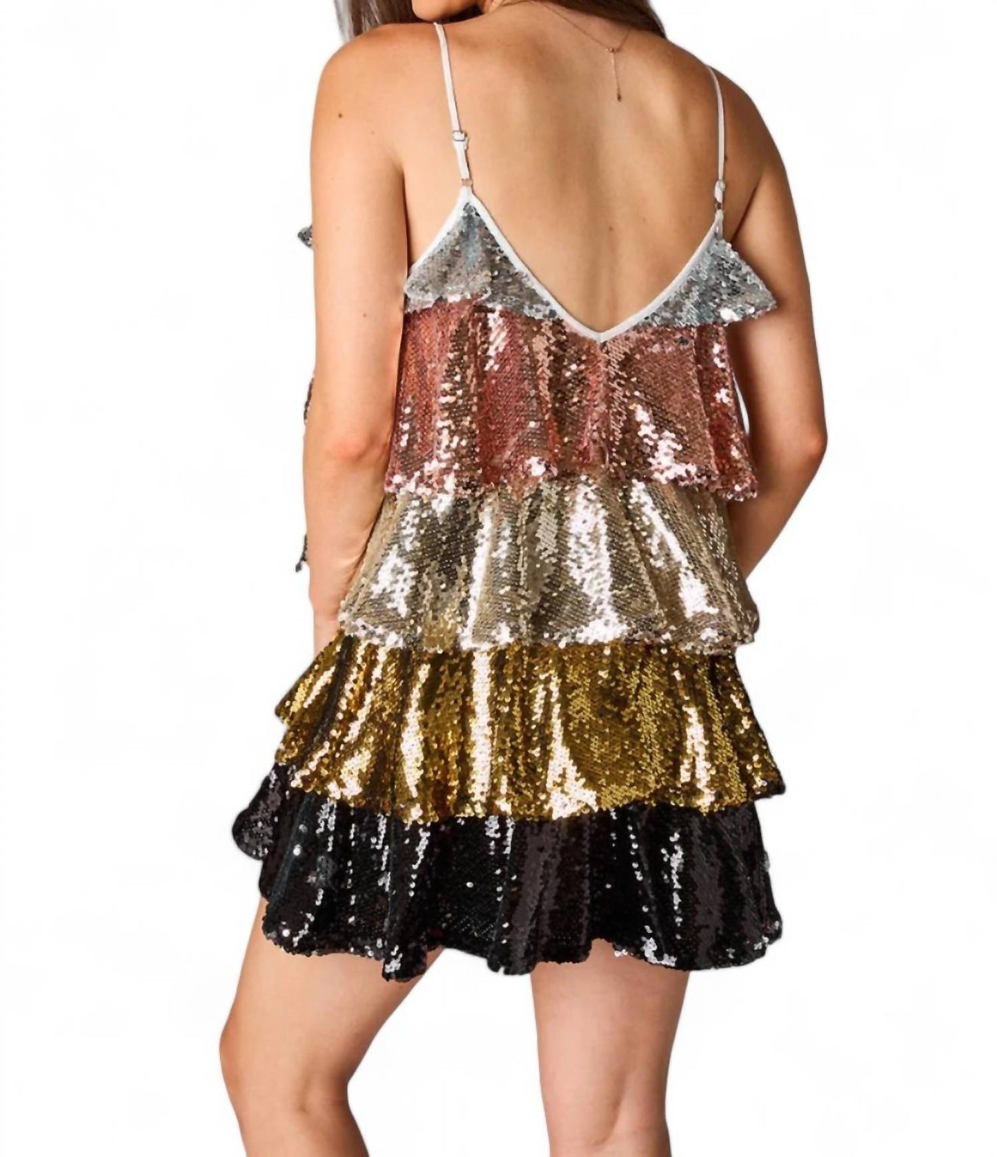 Buddylove - DISCO TIERED SEQUIN SHORT DRESS
