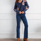 Charlie B - Reverse Print Floral V-neck Sweater