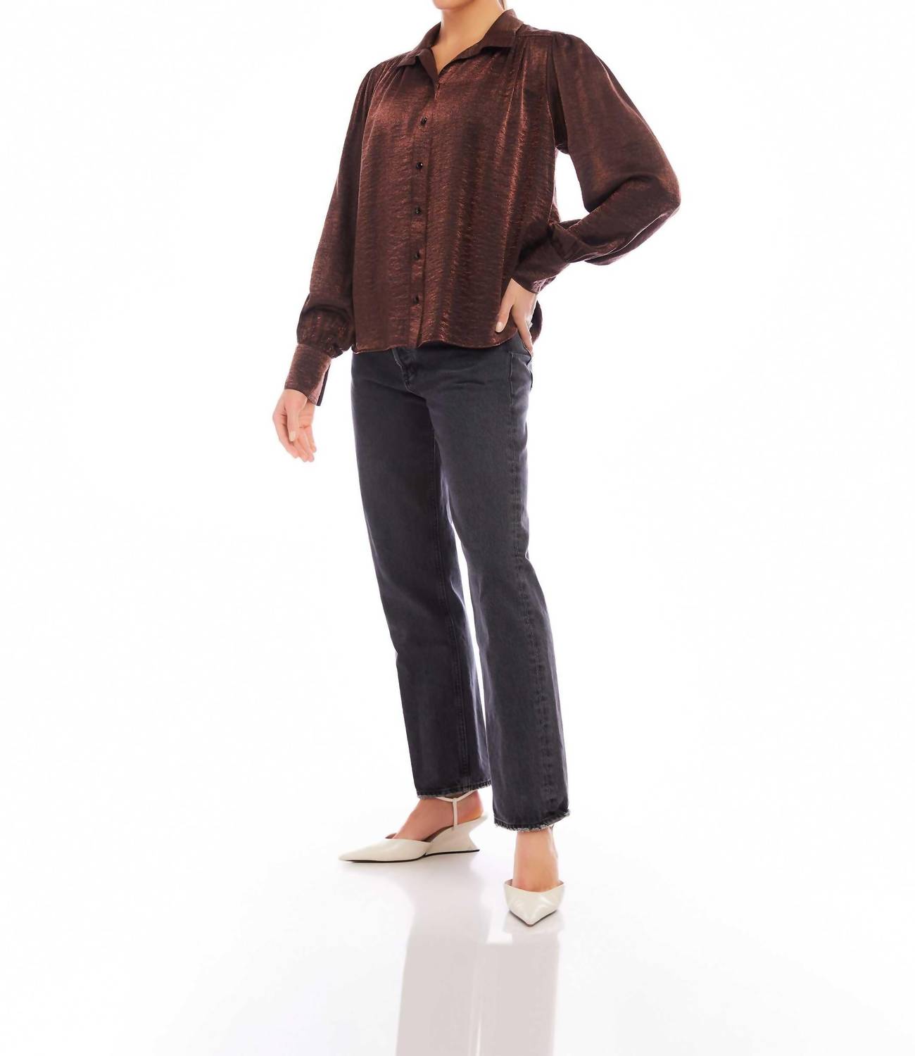 Fifteen Twenty - Sienna Button Front Shirred Blouse