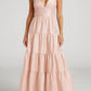 Hutch - Tiered Maxi Dress Taffeta Sheen Spaghetti Strapgown