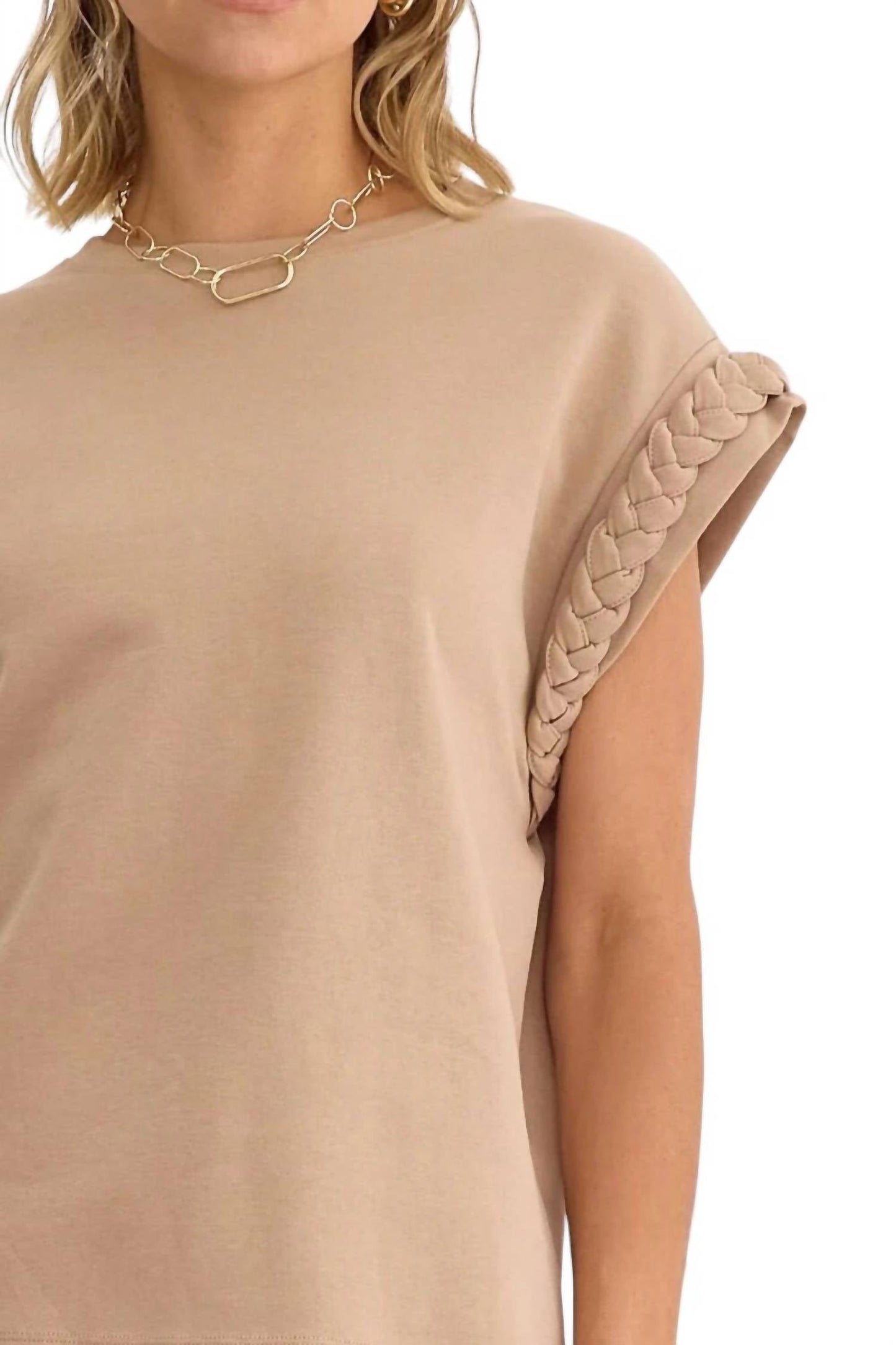 Entro - Vada Braided Detail Cap Sleeve Top