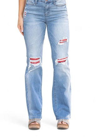 Judy Blue - PLAID PATCH DETAIL BOOTCUT JEAN