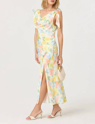 Astr - Allexina Satin Cowl Neck Midi Dress