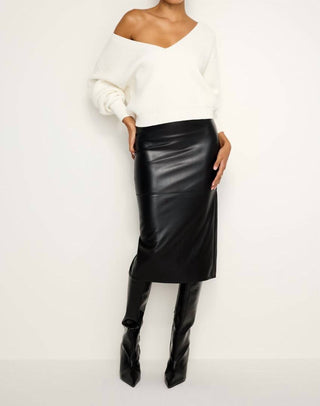 Elan - Faux Leather Midi Skirt