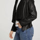 Chaser - FAUX SUEDE SHEARLING REVERSIBLE WATERFALL NECK JACKET