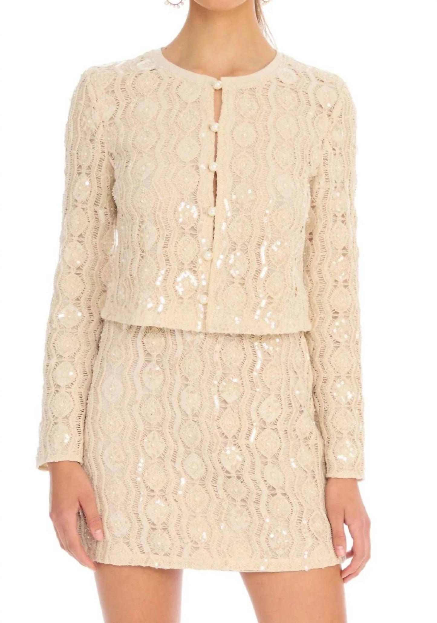 Allison New York - Dawn Beaded Knit Mini Skirt