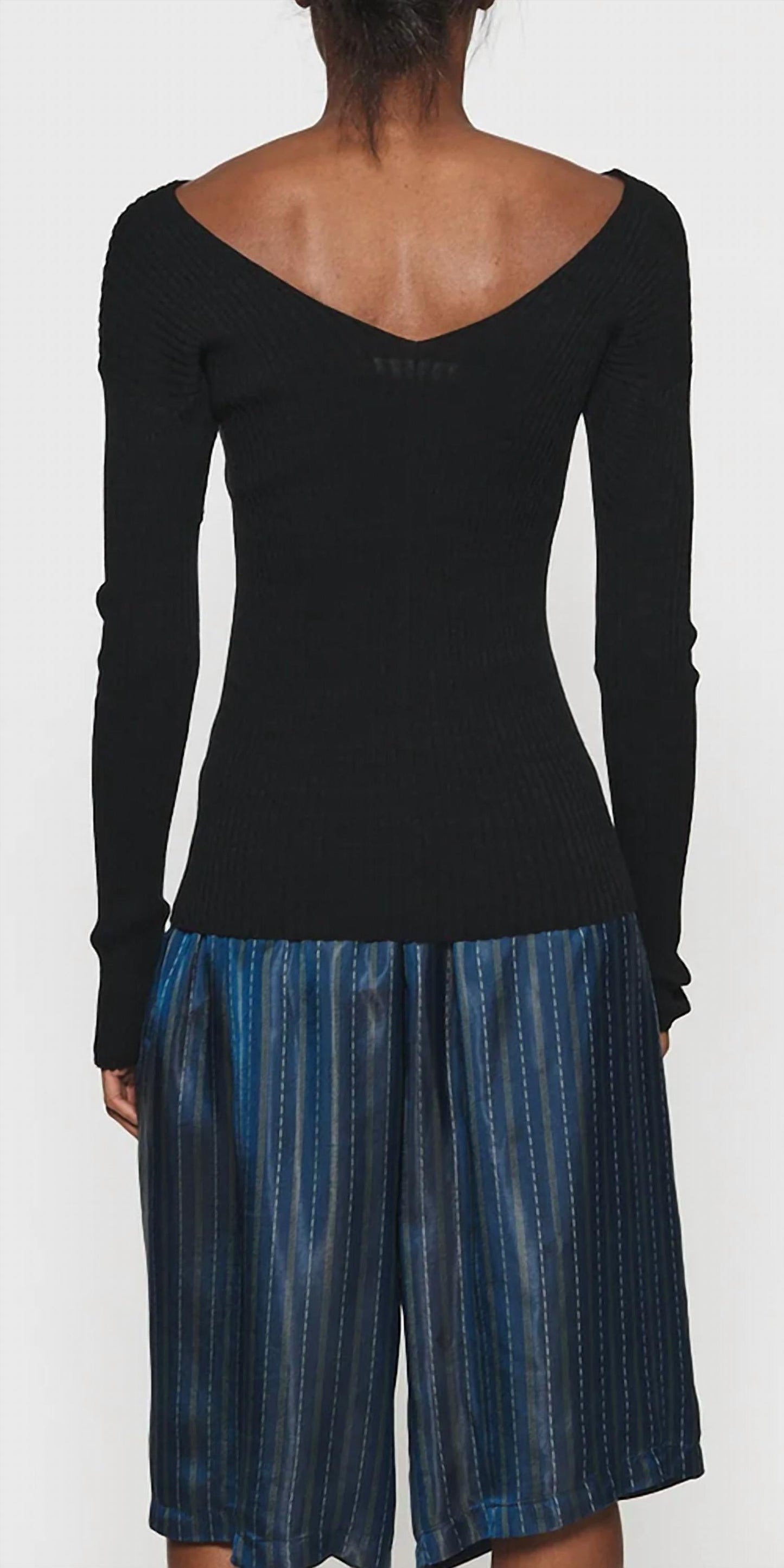 6397 - Women's Ribbed Double-v Top