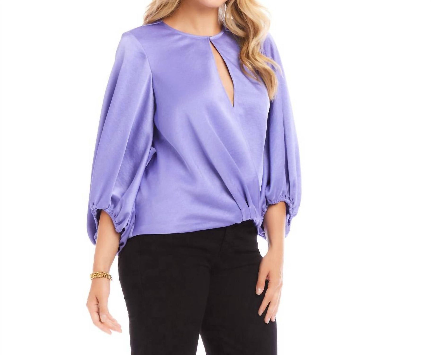 Karen Kane - Keyhole Crossover Satin Top