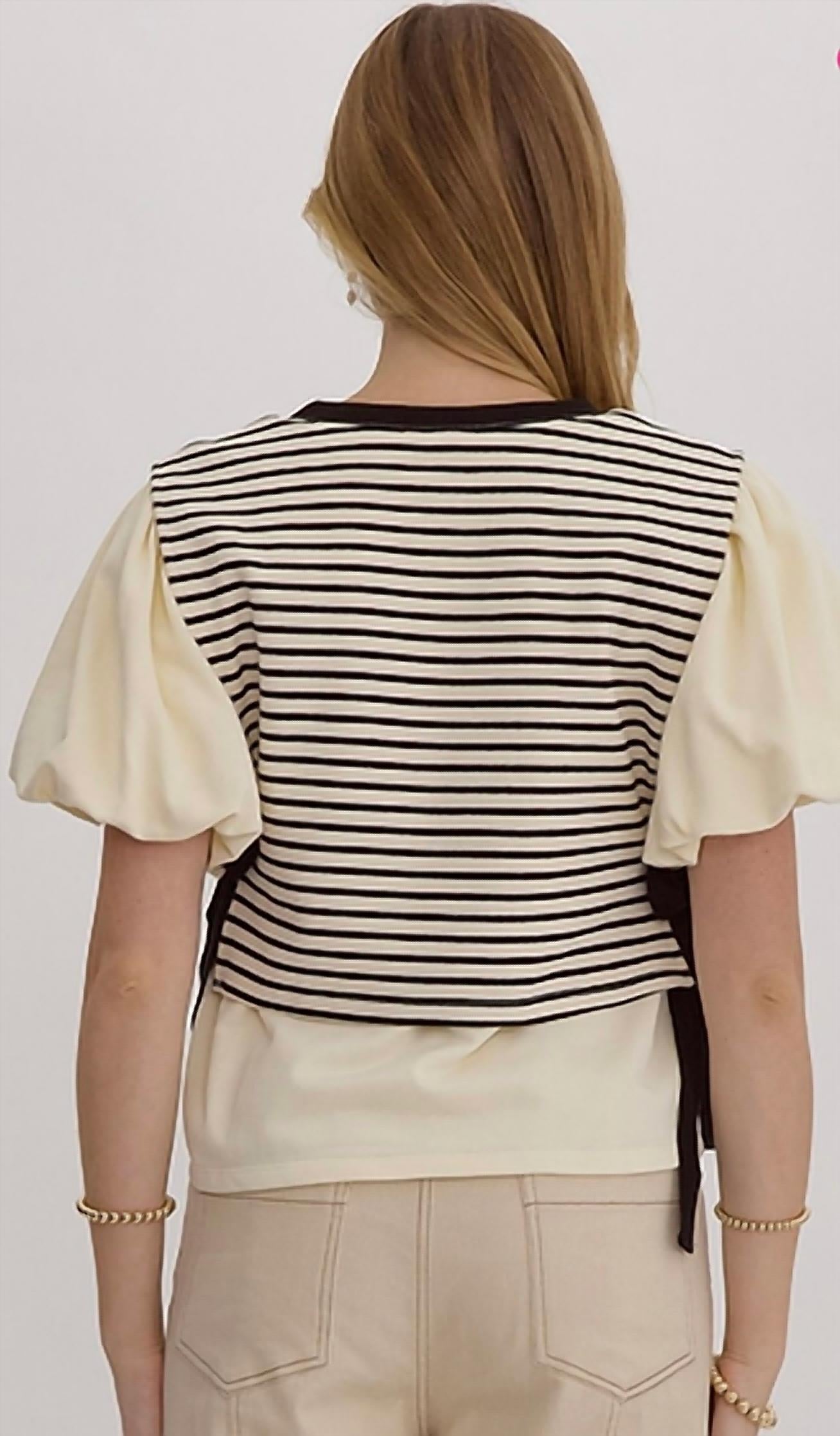 Entro - Side Tie Striped Top