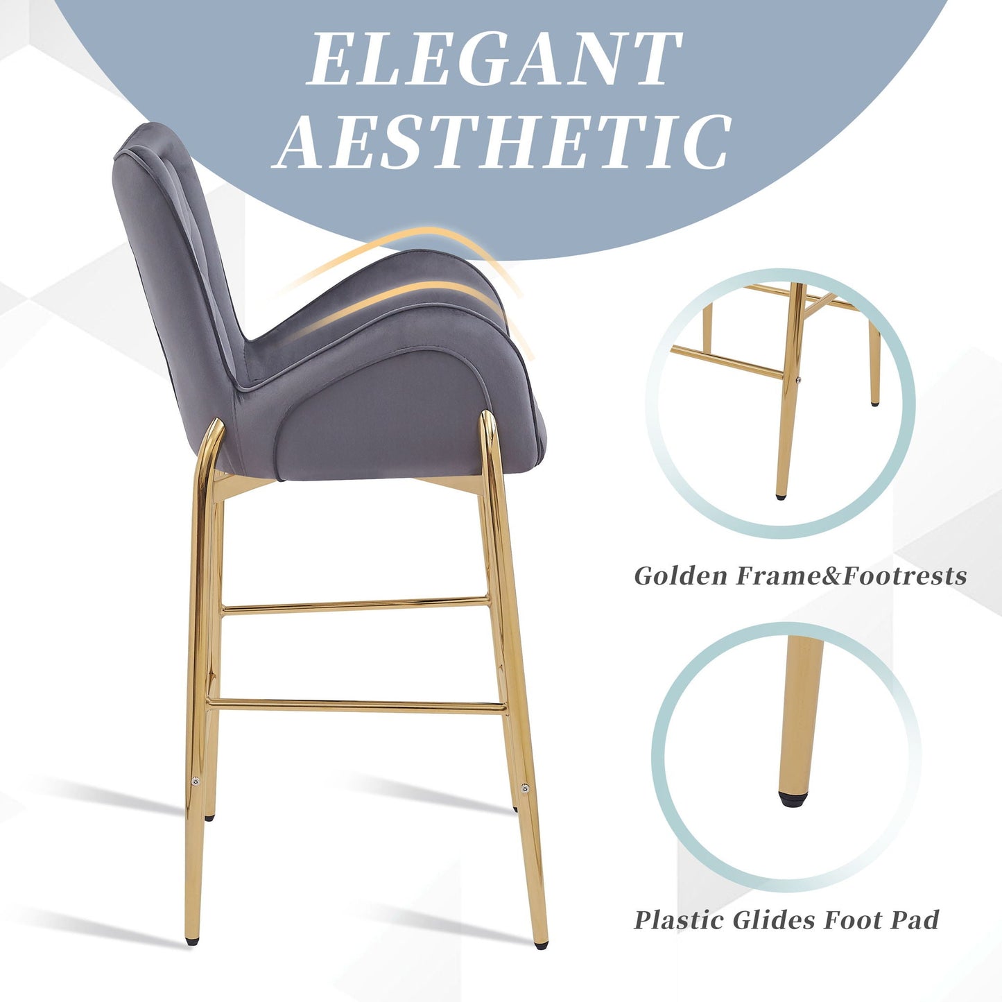 Fabric Counter Height Bar Stools (Set of 2)