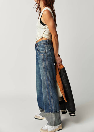Free People - Final Countdown Cuffed Mid Rise Jeans